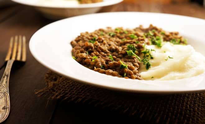 Creamy Lentils with Mashed Potatoes
