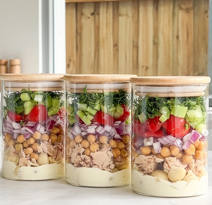 Chickpea and Tuna Pasta Salad Jars