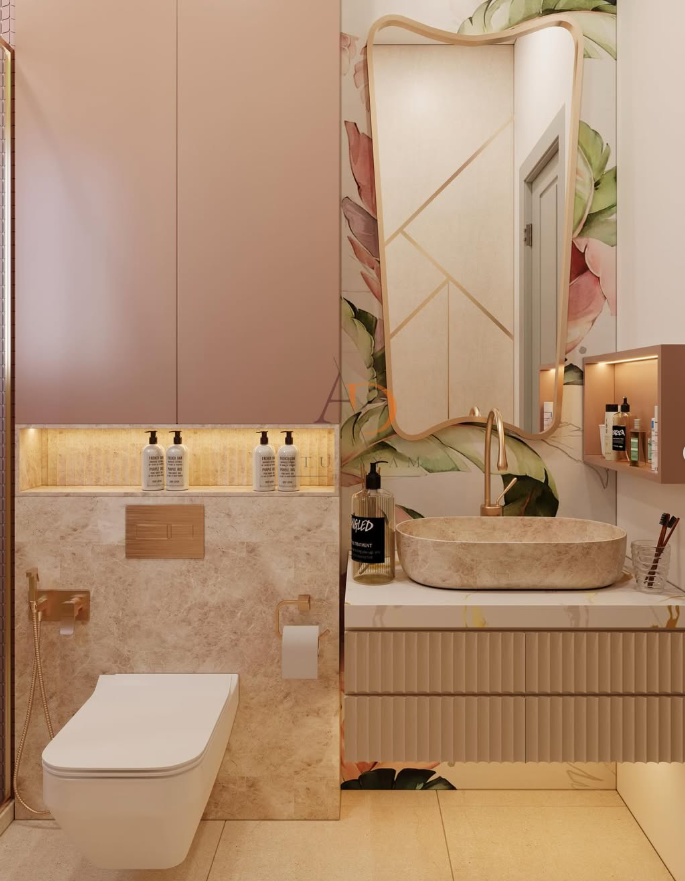 Blush Pink Tropical Paradise Bathroom