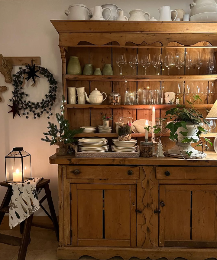 Cozy Pine Hutch Display