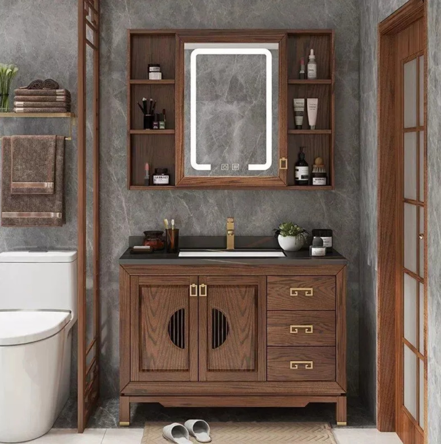 Asian-Inspired Vanity with Storage
