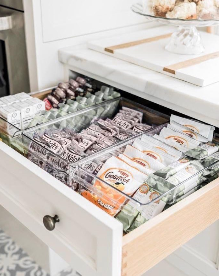 Snack Drawer with Clear Divider Bins