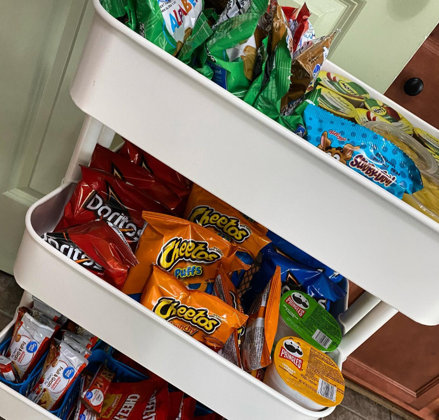 Tiered Rolling Cart Snack Organizer