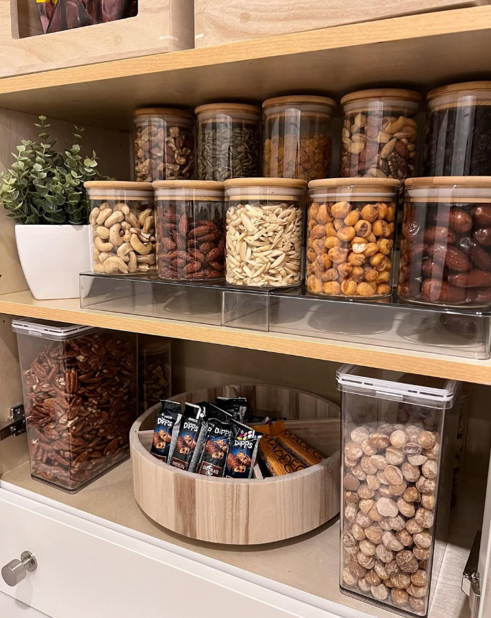 Glass and Bamboo Jar Nut and Snack Display