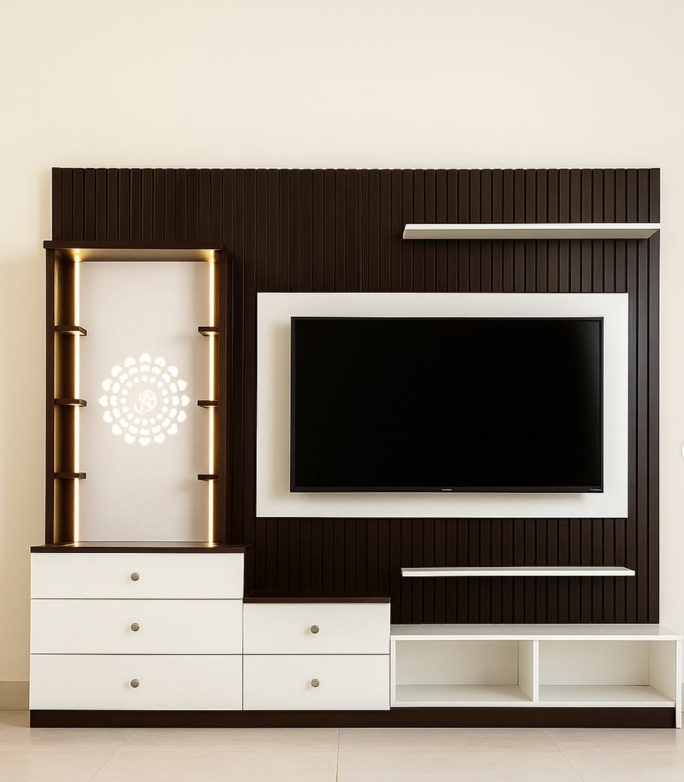 Modern Black Slat Wall Unit