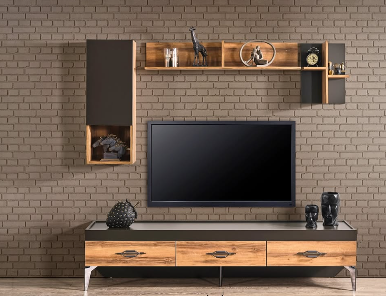 Industrial Brick Wall Entertainment Center