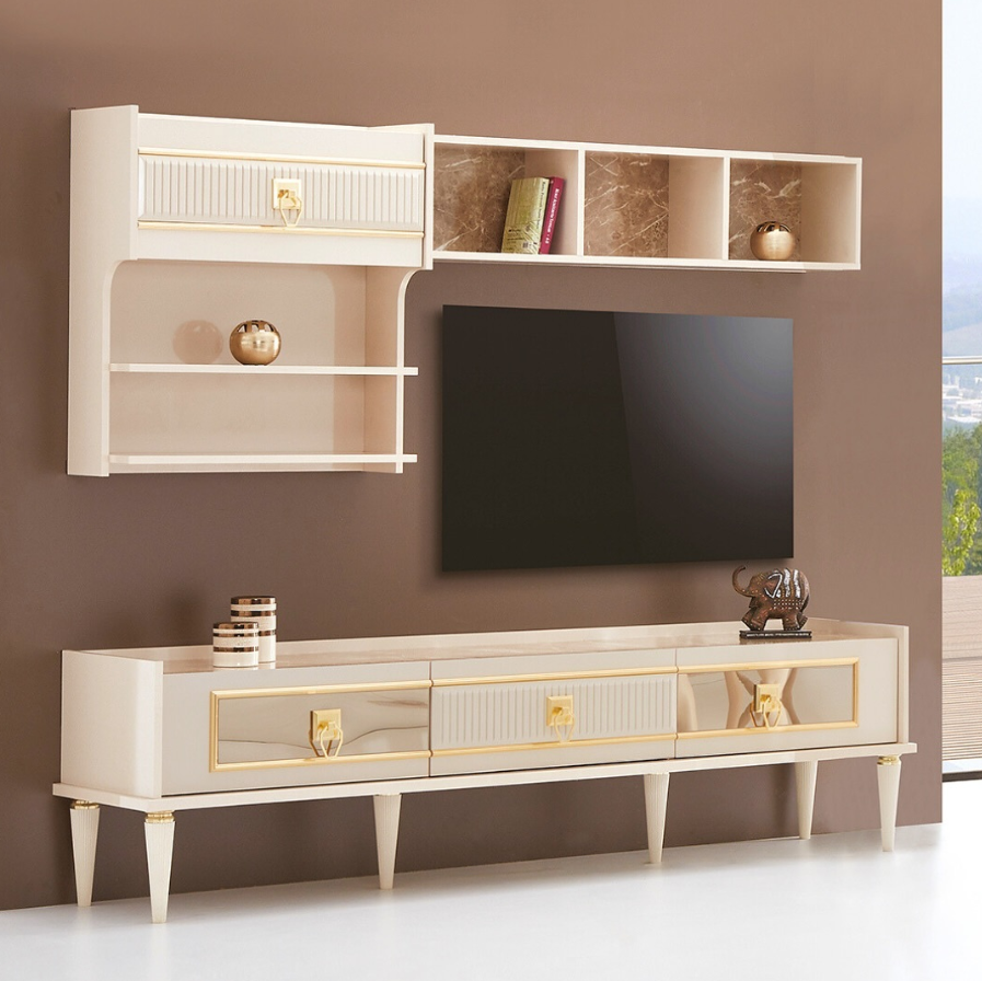 Elegant White and Gold Console