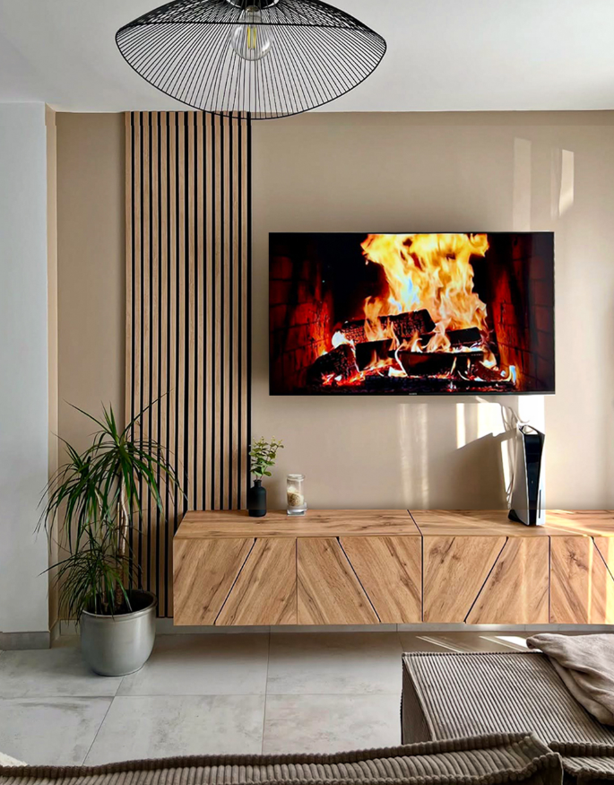 Scandinavian Fireplace Accent Wall