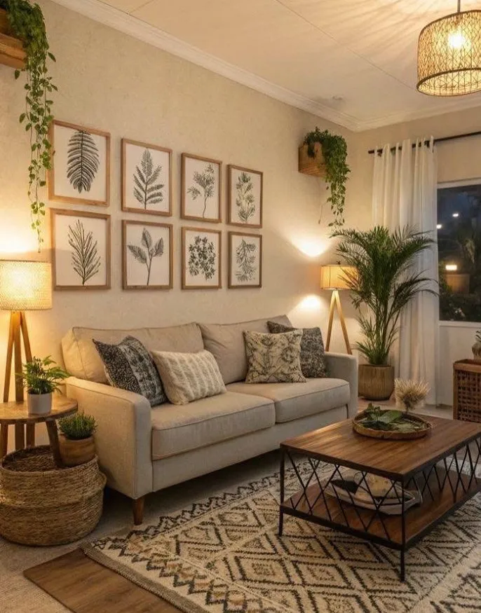 Botanical Gallery Wall with Natural Accents