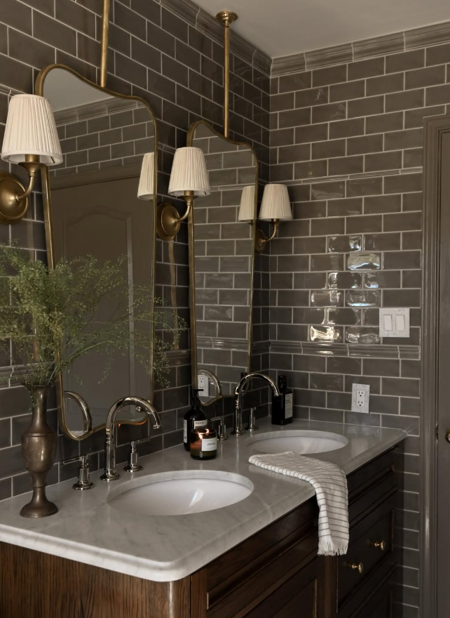 Sophisticated Gray Subway Tile Bathroom