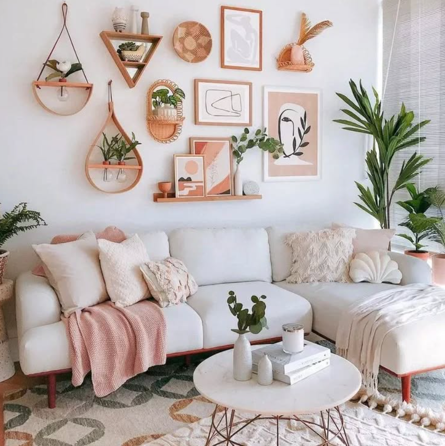 Bohemian Wall Display with Hanging Planters