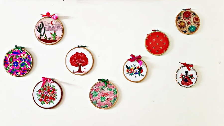 Vibrant Embroidery Hoop Display