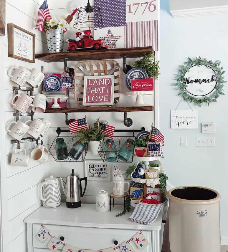 Patriotic Farmhouse Coffee Station