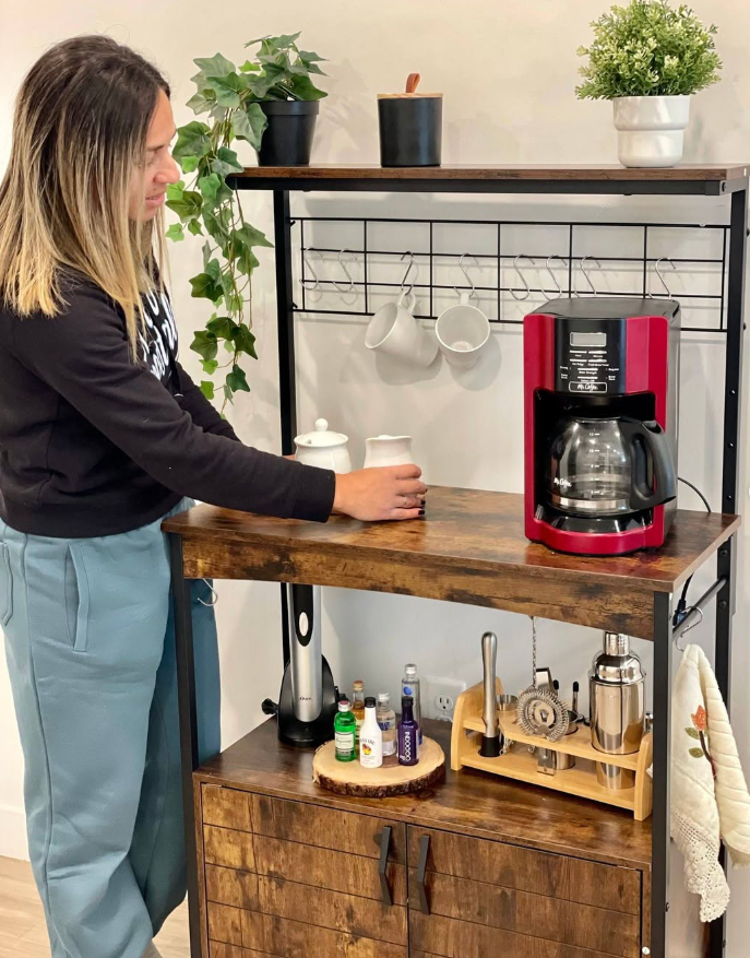 Industrial Baker's Rack Coffee and Bar Station