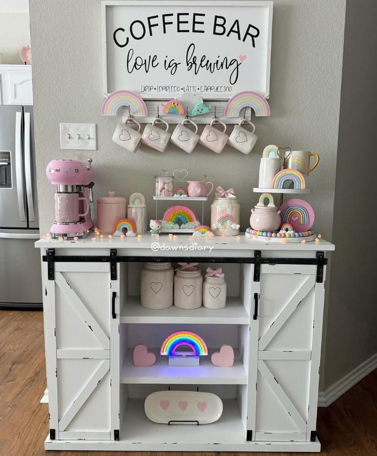 Rainbow and Pink SMEG Coffee Station