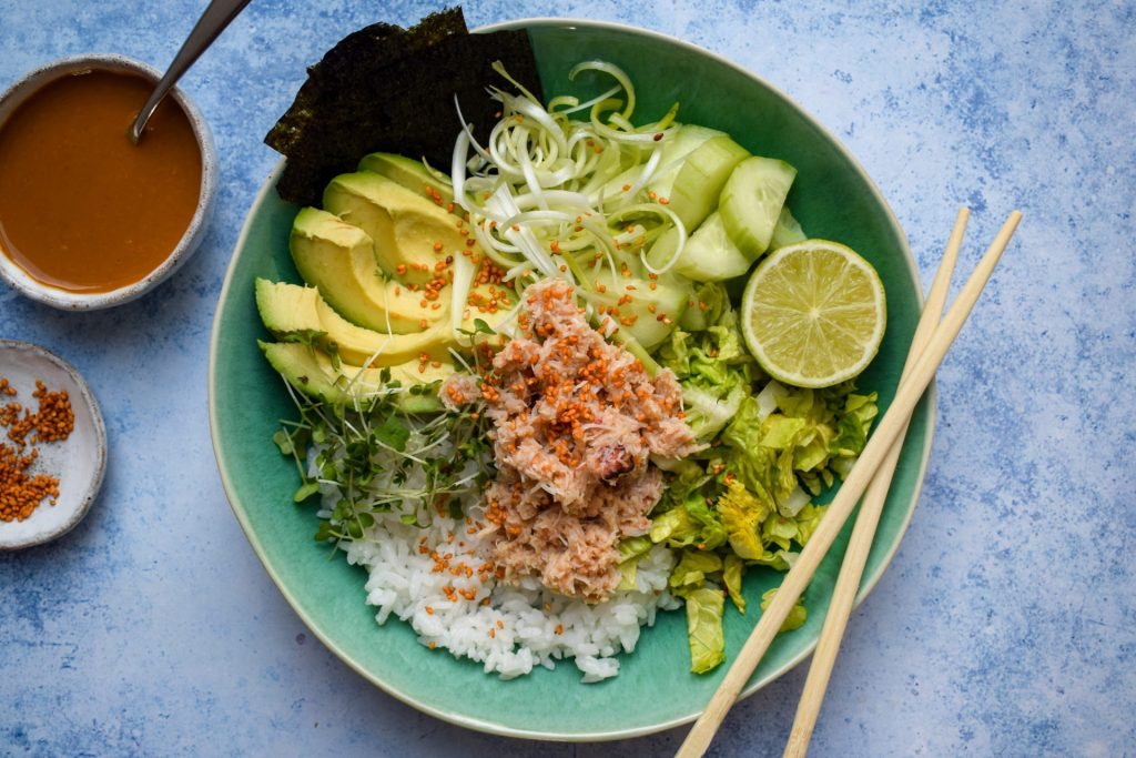 California Roll Bowls with Fresh Crab