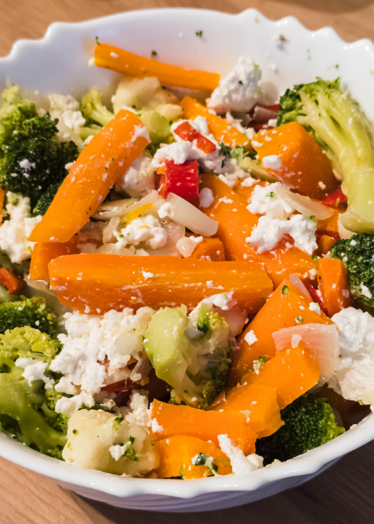 Colorful Veggie Salad with Broccoli and Cauliflower