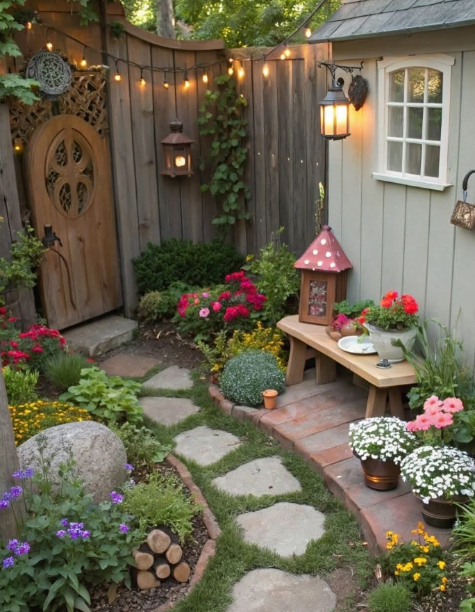 Fairy Garden with String Lights