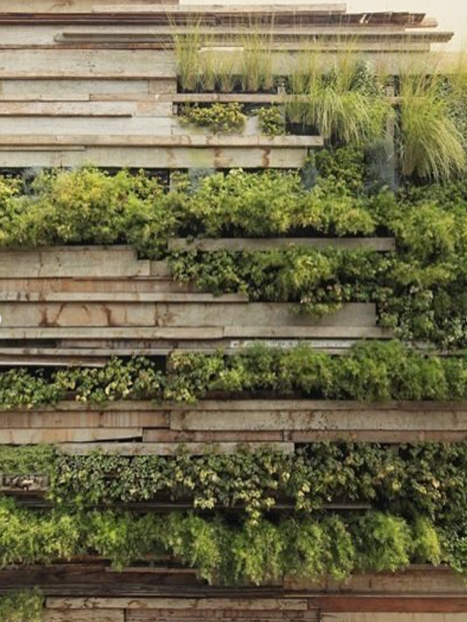 Stacked Wood Shelf Vertical Garden