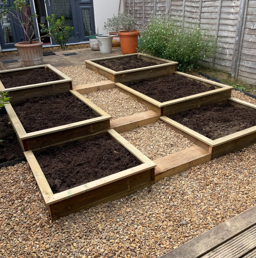 Multiple Raised Timber Vegetable Beds