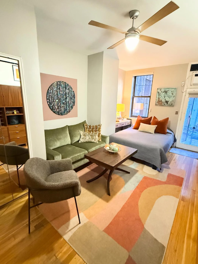 Mid-Century Modern Studio with Retro Rug