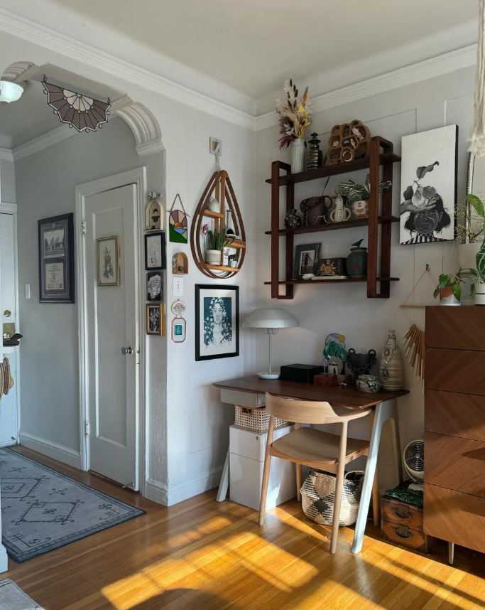 Eclectic Studio with Gallery Wall and Desk Nook