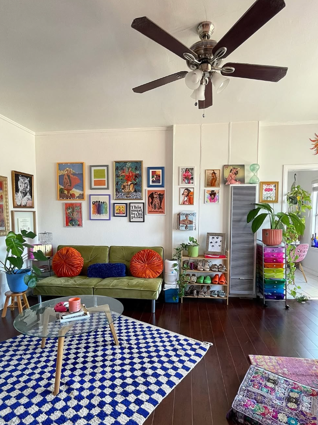 Colorful Maximalist Studio Living Room