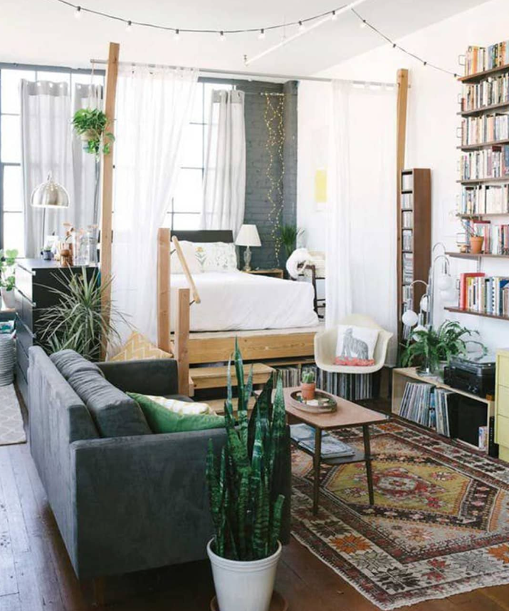 Bohemian Studio with Four-Poster Curtain Bed