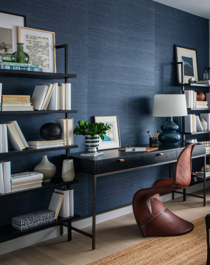 Moody Navy Blue Home Office Studio Space
