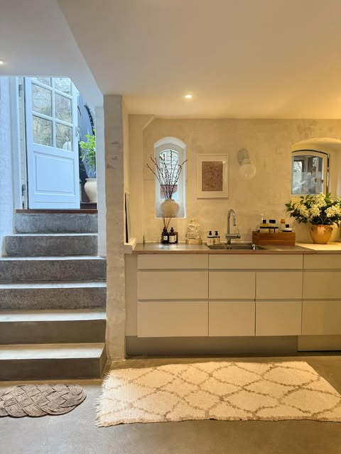 Bright European-Inspired Basement