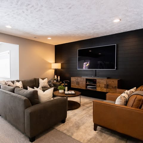 Warm Transitional Entertainment Room