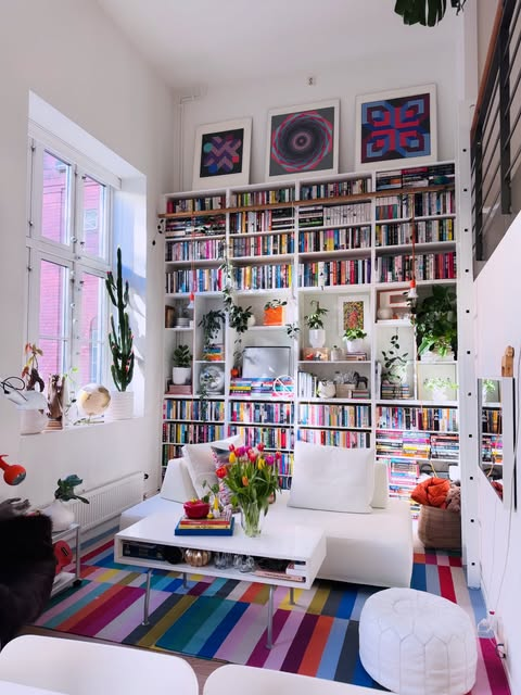 Colorful Wall-to-Wall Book Gallery