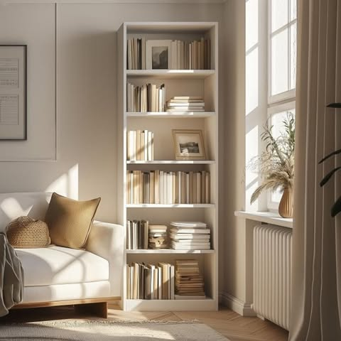 White Minimalist Freestanding Bookcase