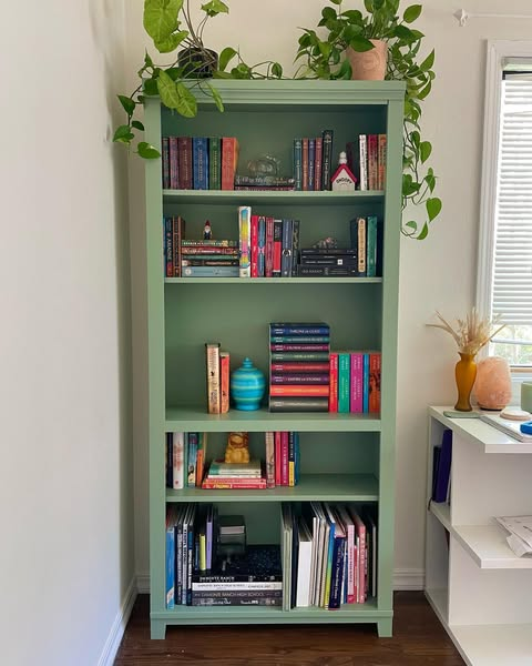 Painted Green Freestanding Bookshelf