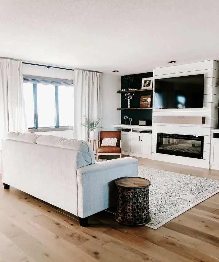 Black Accent Wall with Built-In Entertainment Center