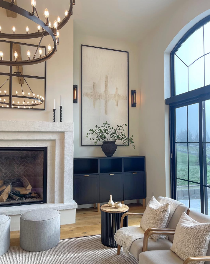 Modern Farmhouse with a Statement Chandelier