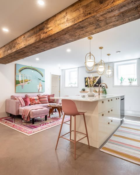 Bright Pink Accent Basement Suite