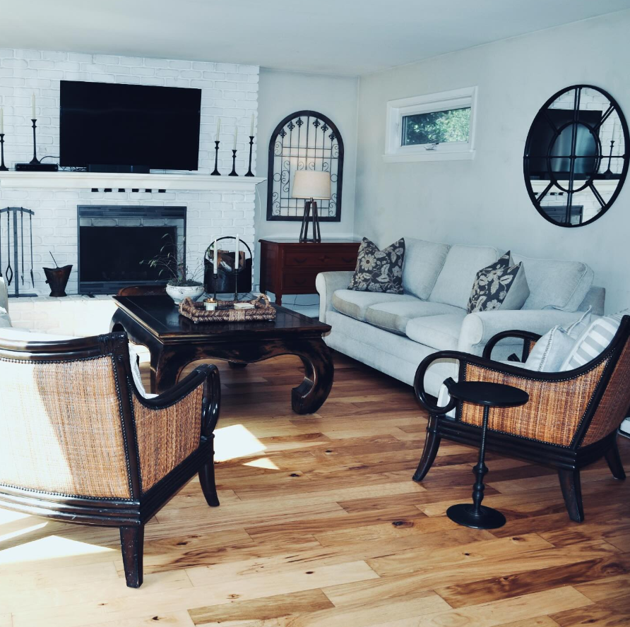 Colonial Farmhouse with Rattan Accent Chairs